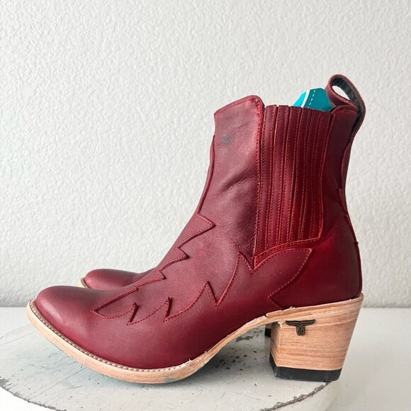 Lane CHELSEA Womens Cowboy Bootie 9 Western Red Short Cowgirl Ankle Boots EUC - Picture 4 of 11